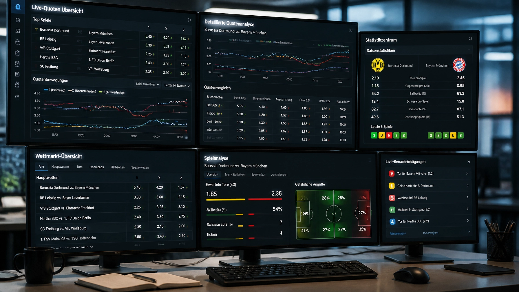 Digitale Datenanalyse von Quotenbewegungen und Marktstatistiken