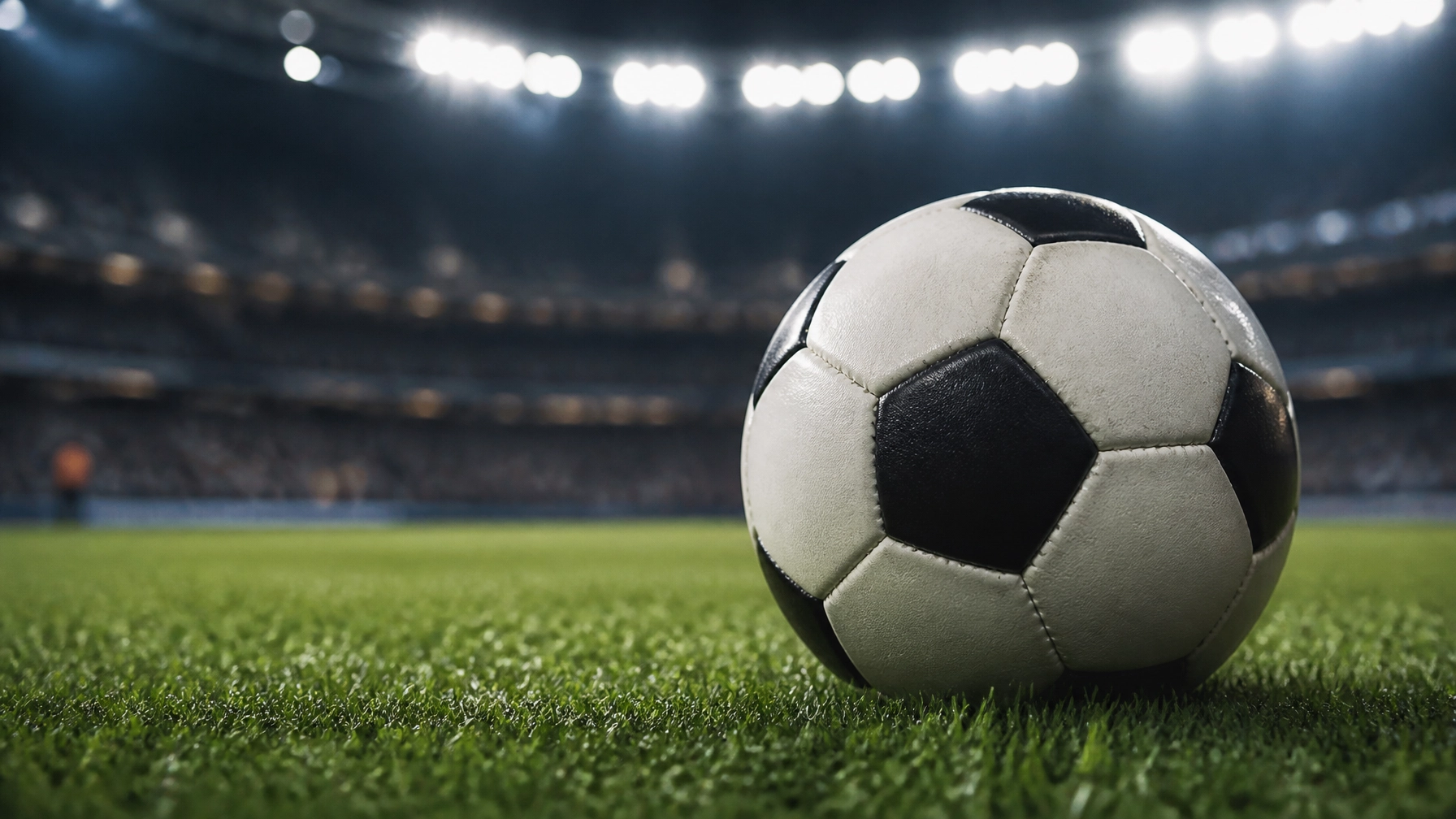 Nahaufnahme eines Fußballs auf dem Rasen der Russischen Premier Liga