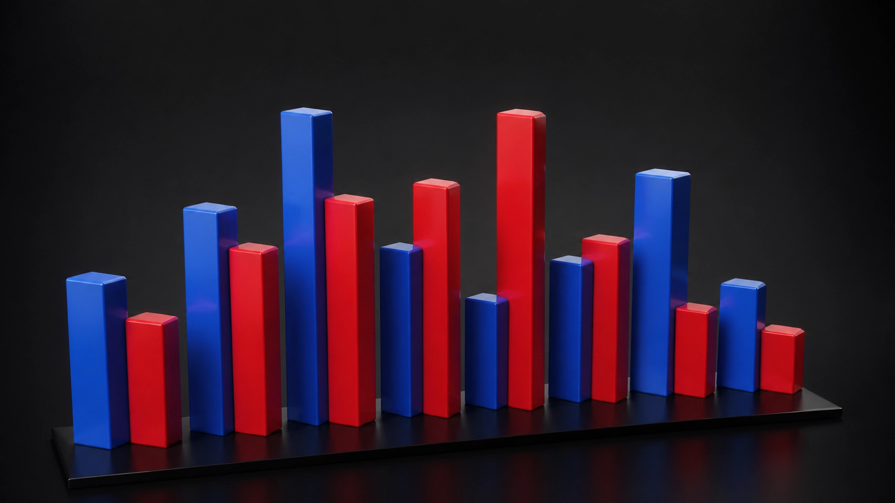 Professionelle 3D-Balkendiagramm-Visualisierung für den Datenvergleich