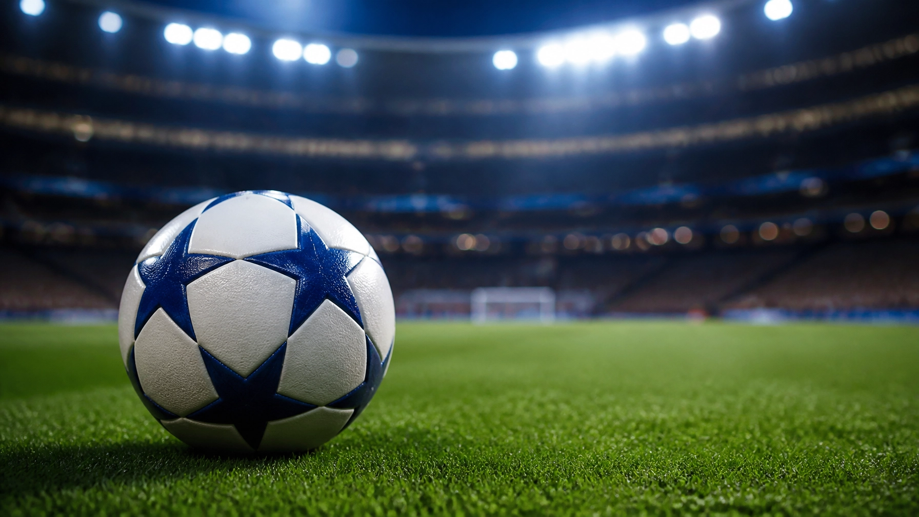 Champions League Ball auf Rasen