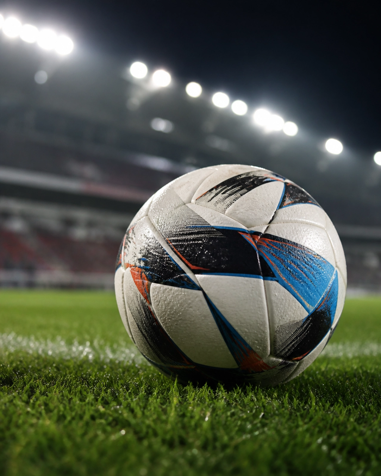 Ein Fußball auf dem Rasen kurz vor Anpfiff des Rückspiels zwischen Egnatia und Petrocub