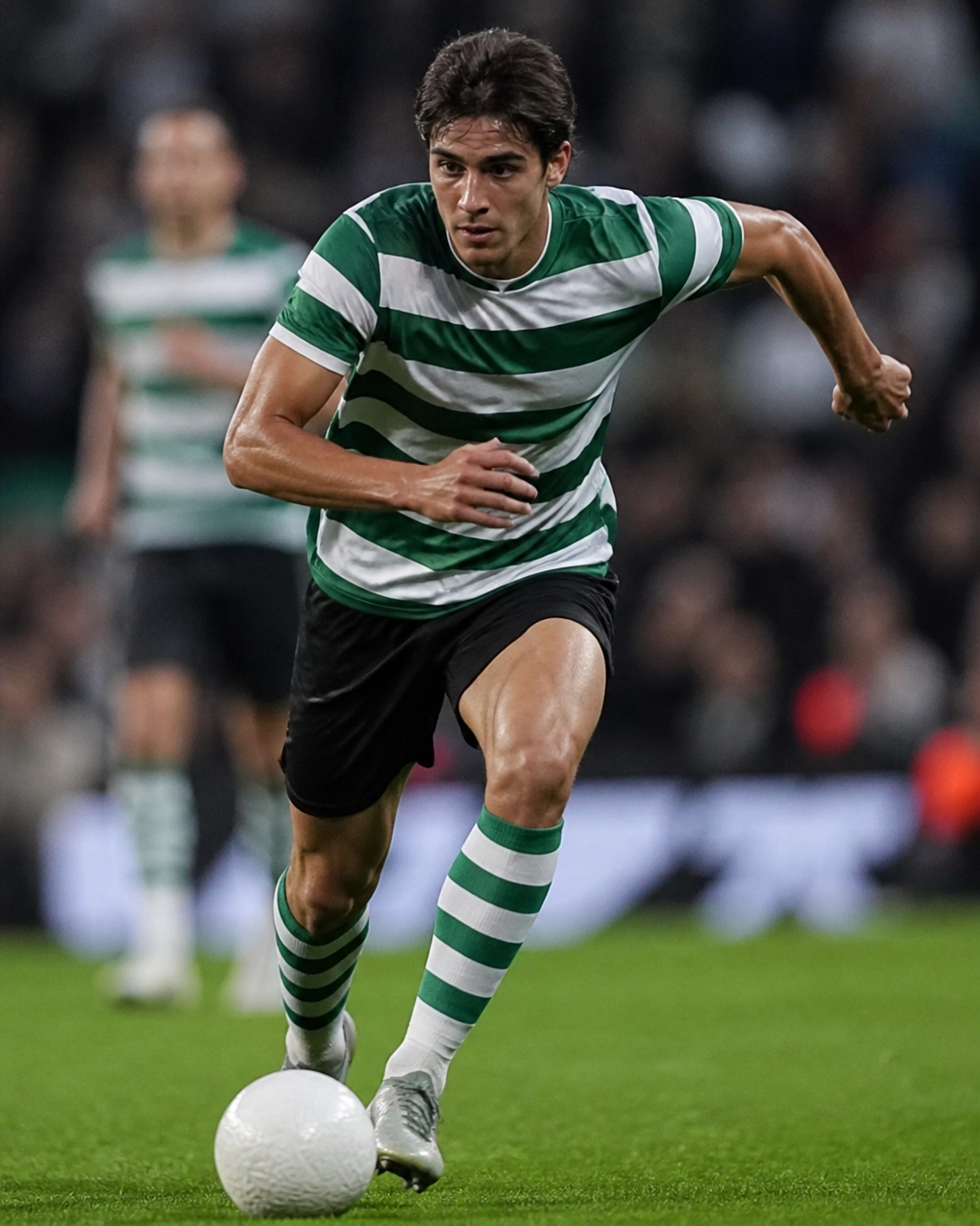 Fußball Action im grünen Trikot