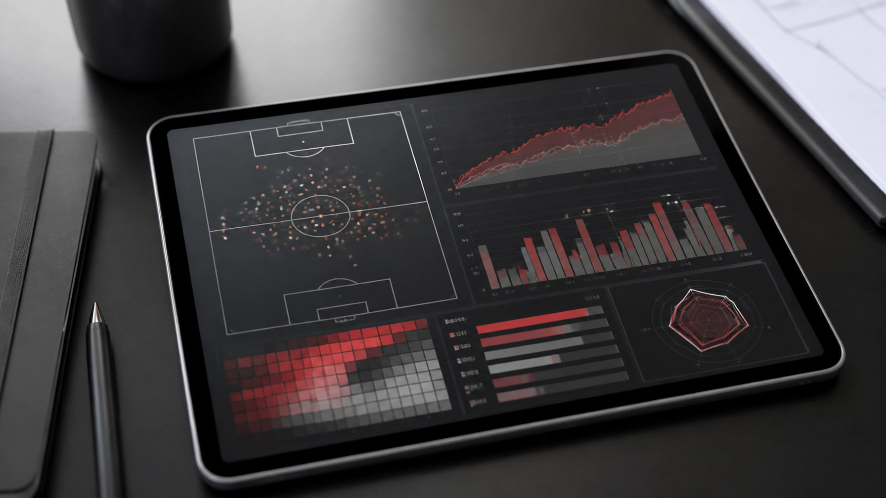 Analytische Daten und Diagramme auf einem modernen Display