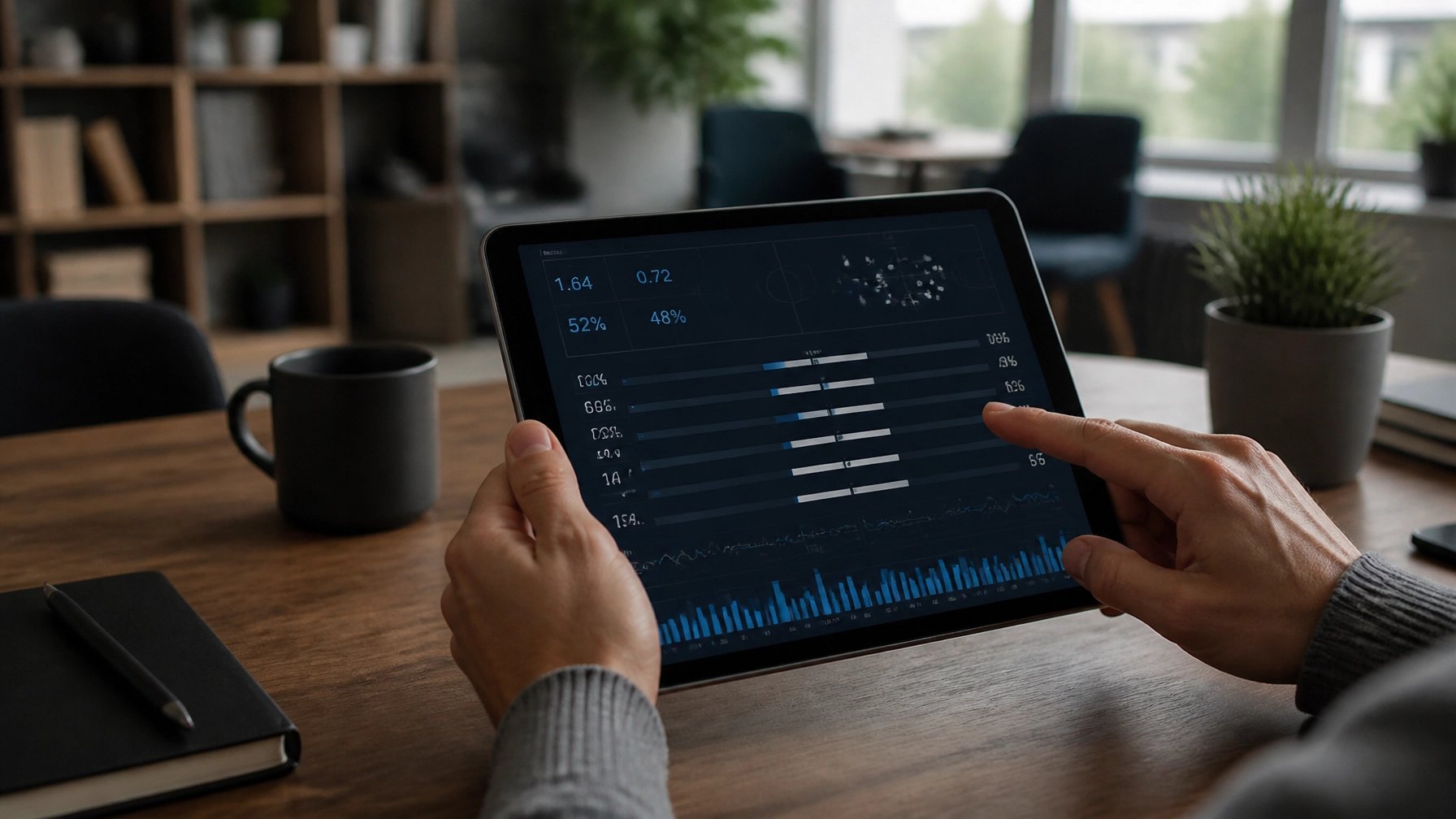 Finanzielle Planung und statistische Auswertung auf einem Tablet
