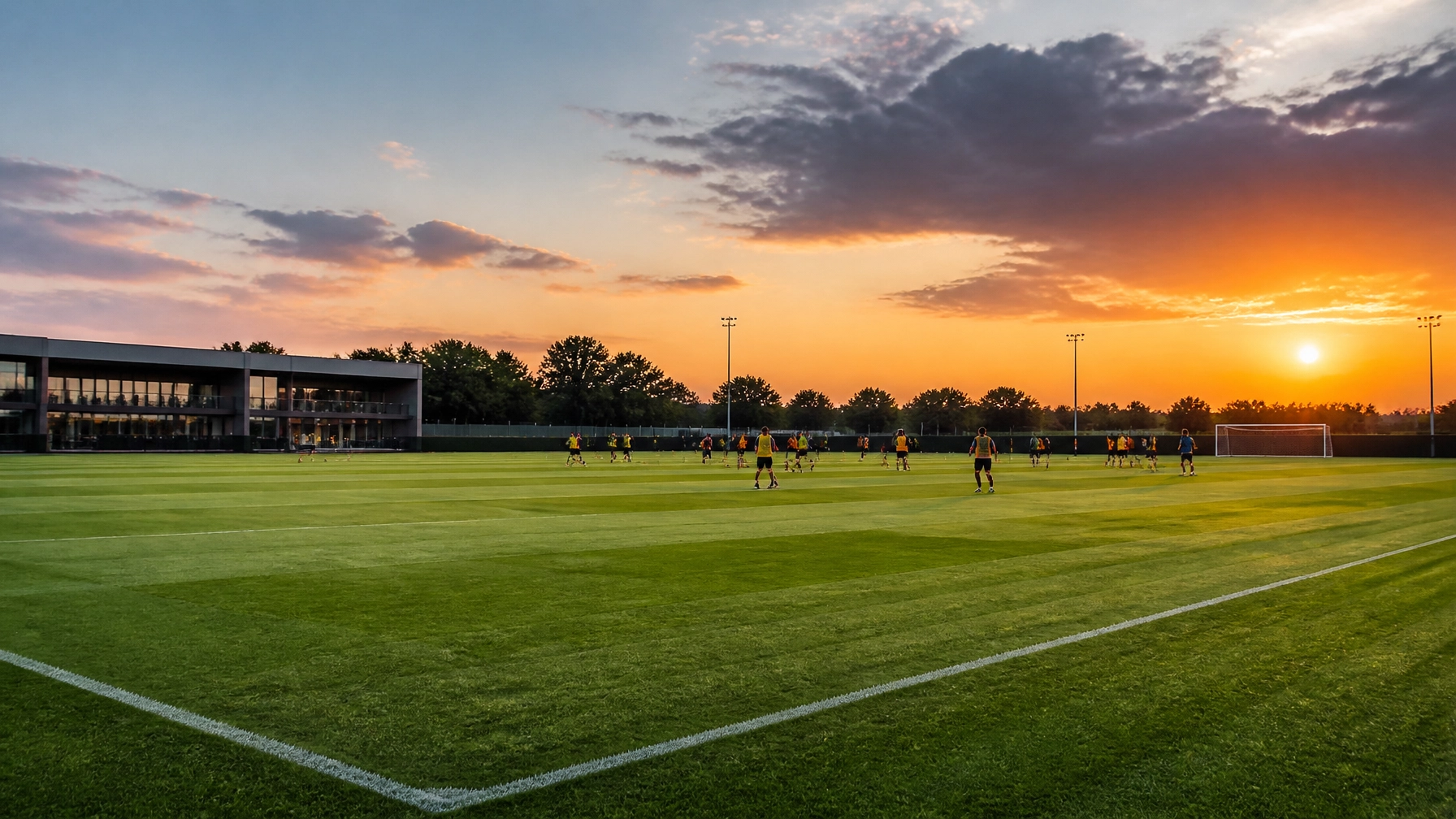 Moderne Trainingsanlage im Sonnenuntergang