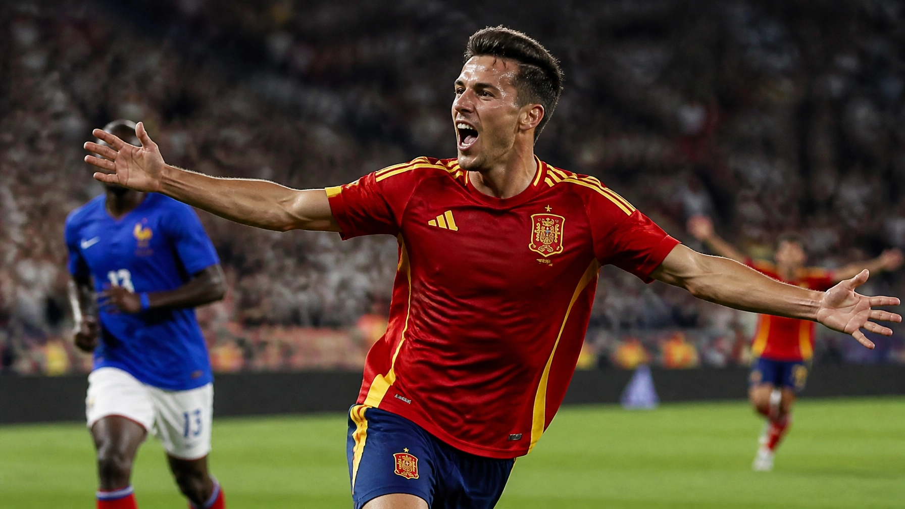 Spielszene aus dem Halbfinale zwischen Spanien und Frankreich