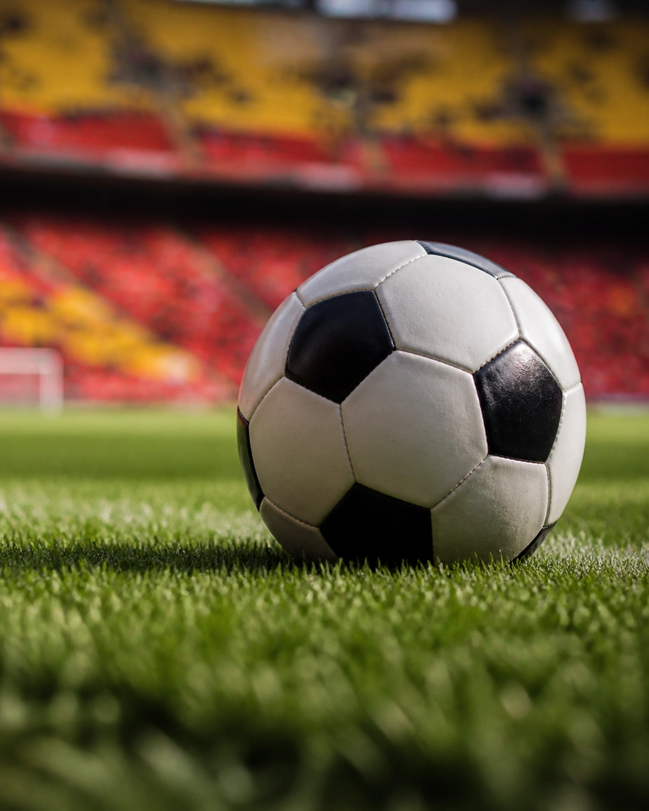 Fußball auf Rasen vor spanischen Farben