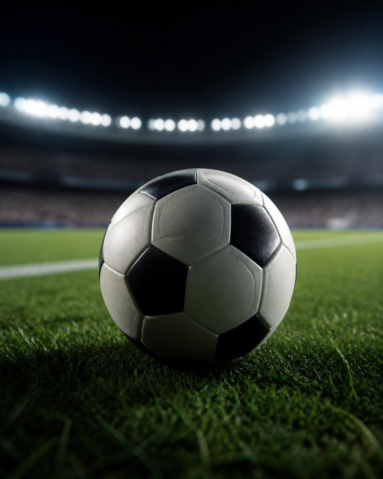 Nahaufnahme eines Fußballs auf dem Rasen