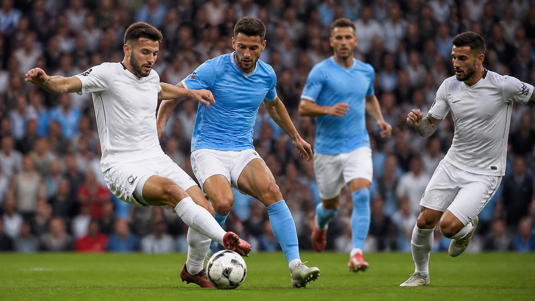 Spieler beim intensiven Zweikampf während eines Superliga-Matches in Dänemark