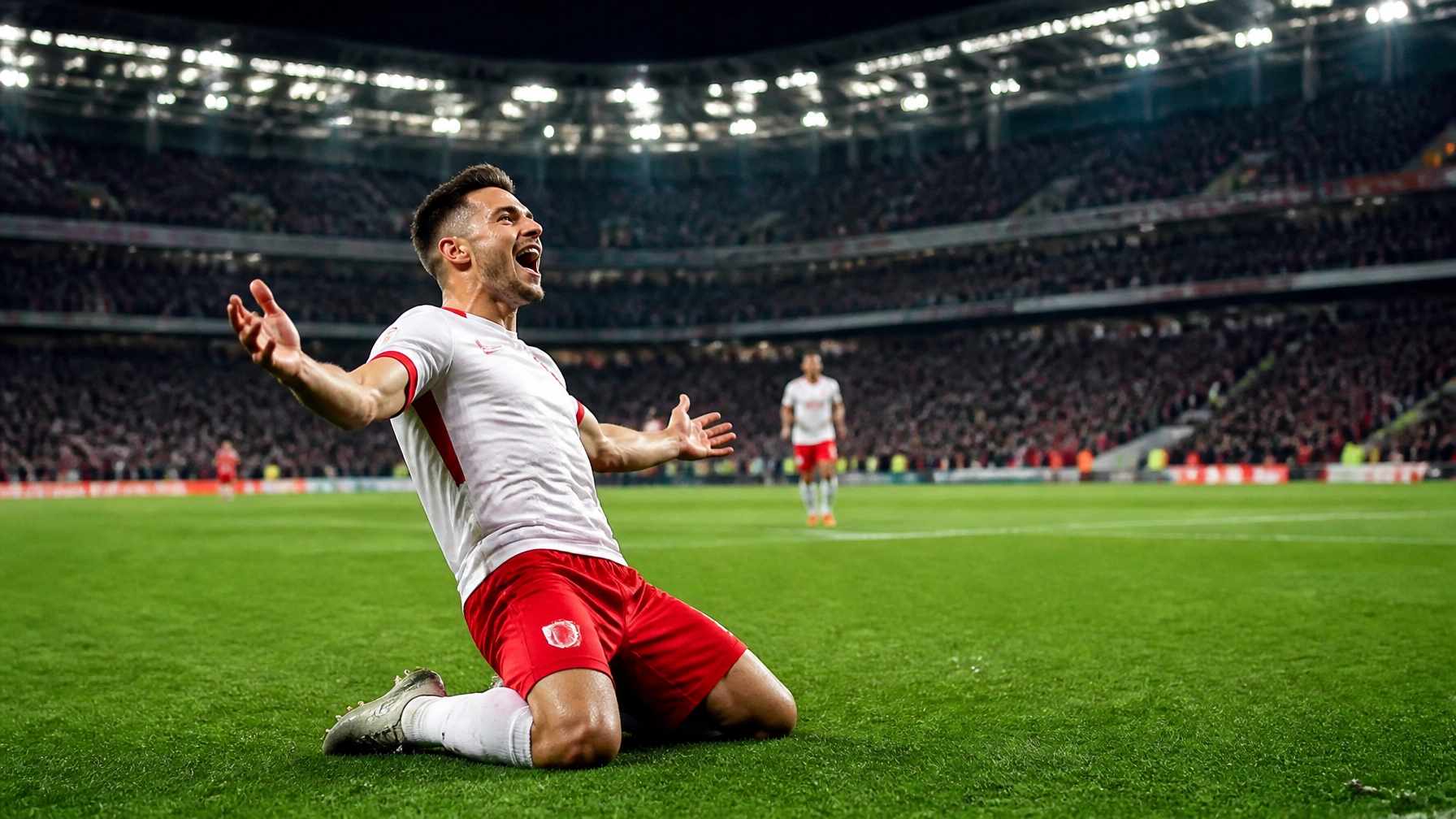 Englischer Nationalspieler jubelt nach einem wichtigen Treffer