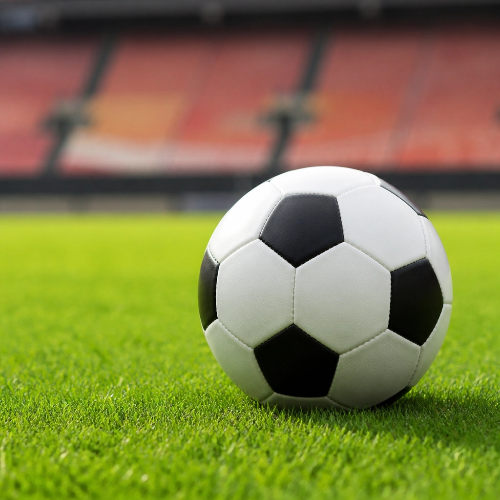 Nahaufnahme eines Fußballs auf dem Rasen vor dem Spiel in Varna