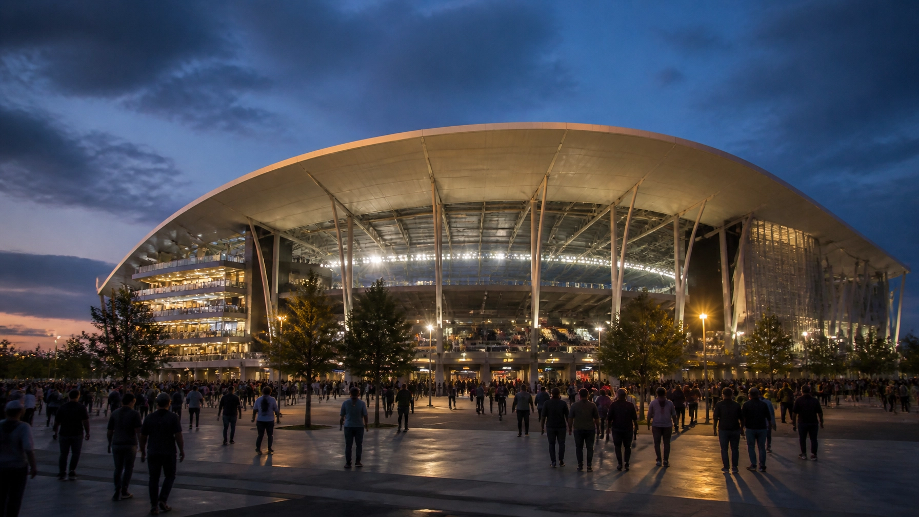 Stadionatmosphäre am Abend