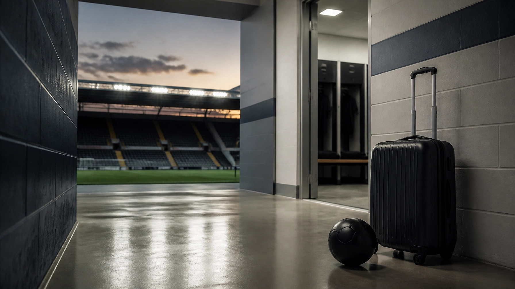 Neutrale Transferszene in einem modernen englischen Fußballstadion