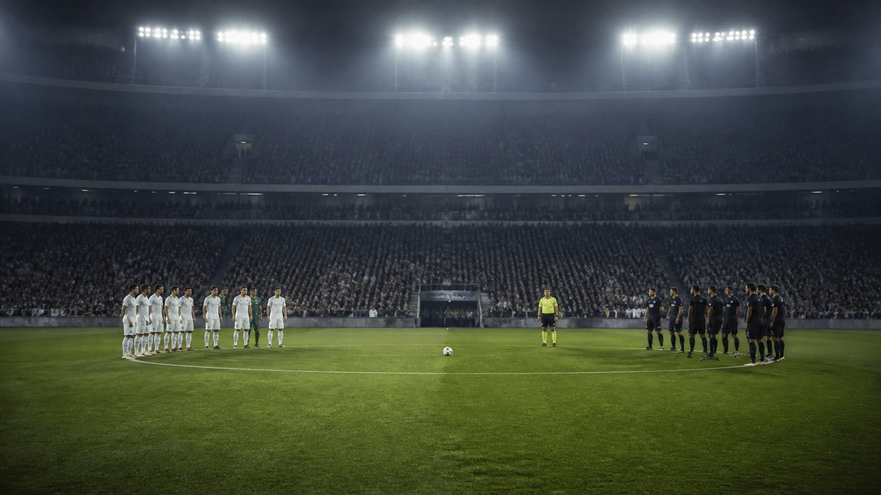 Zwei neutrale Fußballmannschaften vor einem wichtigen Europapokalspiel