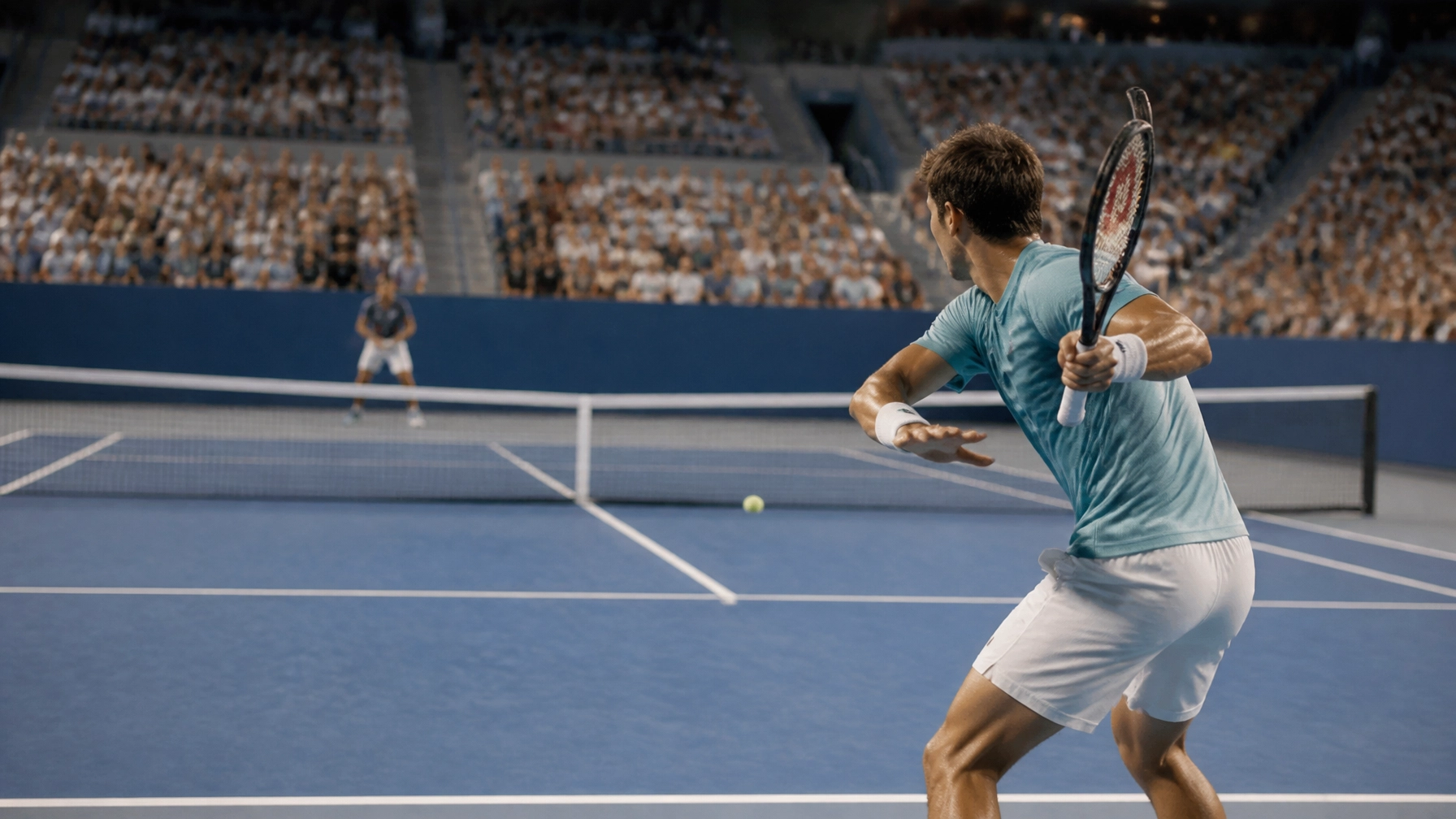 Zwei Tennisspieler im intensiven Achtelfinalduell