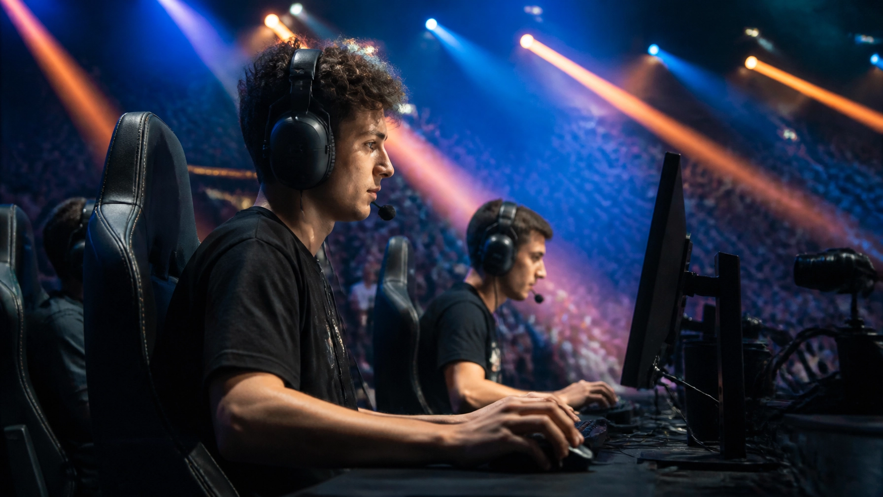 Counter-Strike-2-E-Sports-Turnier in einer beleuchteten Arena
