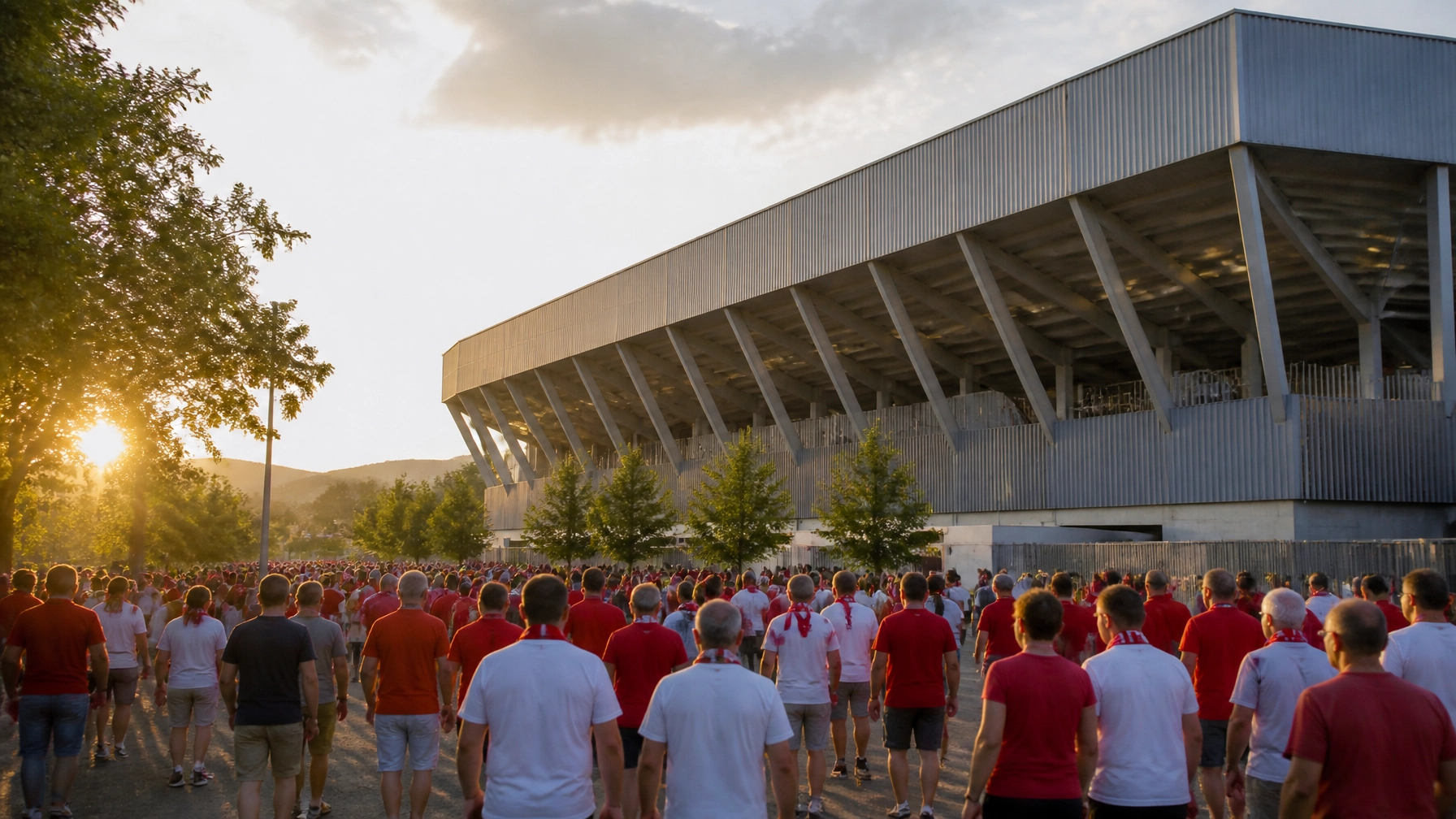 Stadionatmosphäre rund um das Europa-Park Stadion vor dem Bundesliga-Spiel