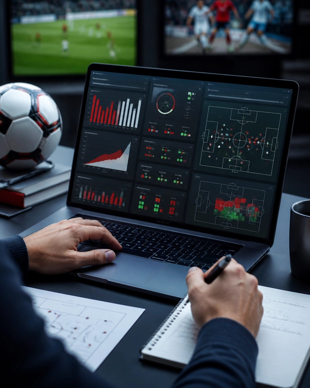 Fußball und Statistikszene als Symbol für die xG- und xPTS-Analyse von Leipzig gegen Gladbach