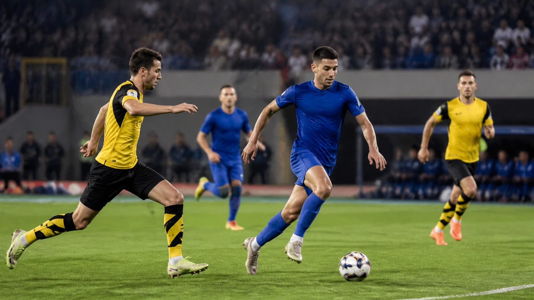 Europäische Playoff-Partie mit neutral dargestellten Mannschaften im Stadion