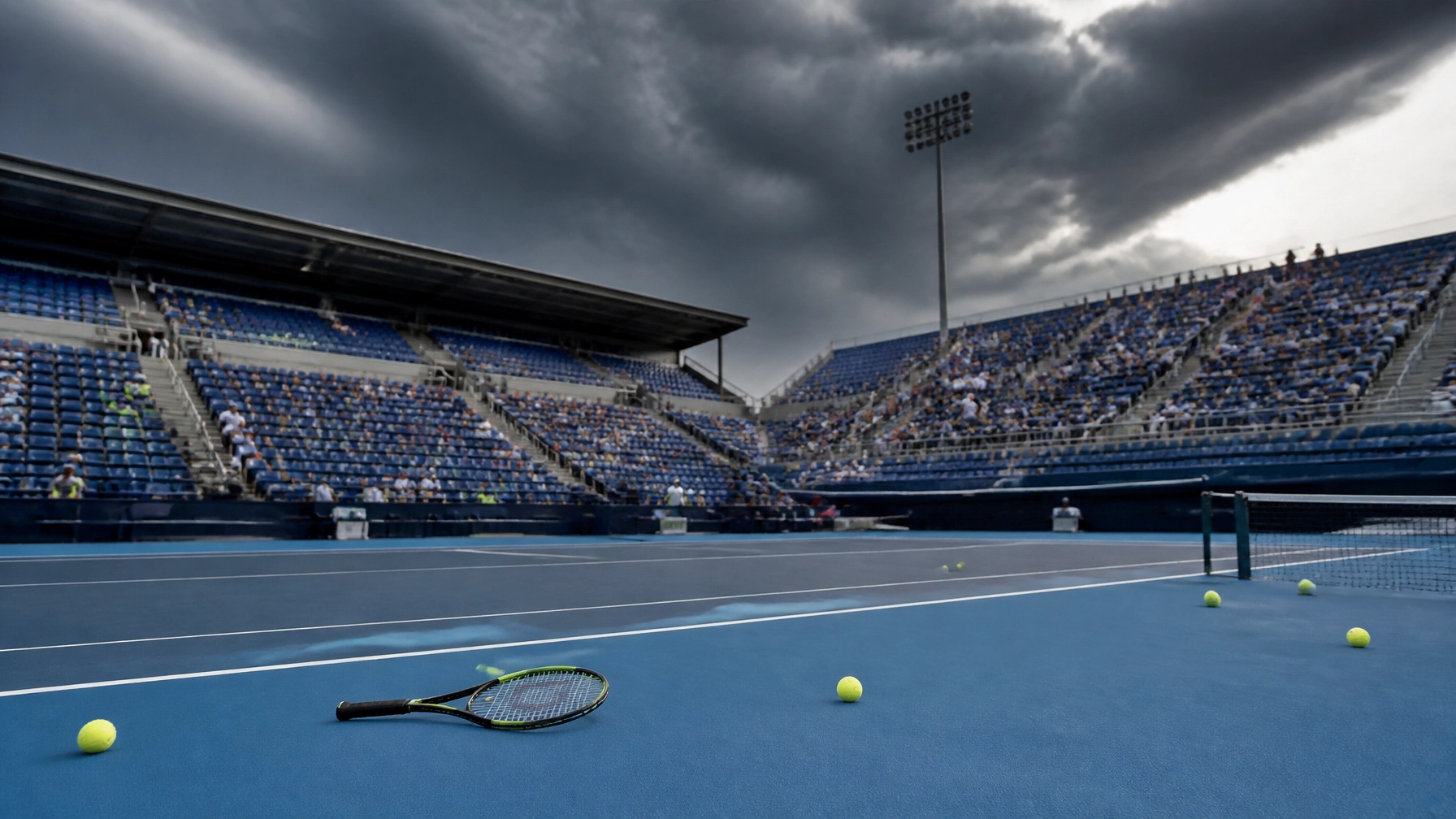 Blick auf das offene Hartplatzstadion des Canadian Open in Montreal