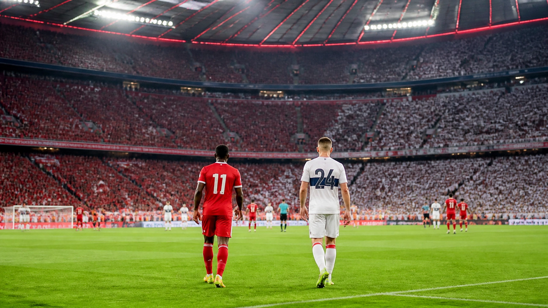 Bayern gegen Stuttgart in einer modernen deutschen Fußballarena