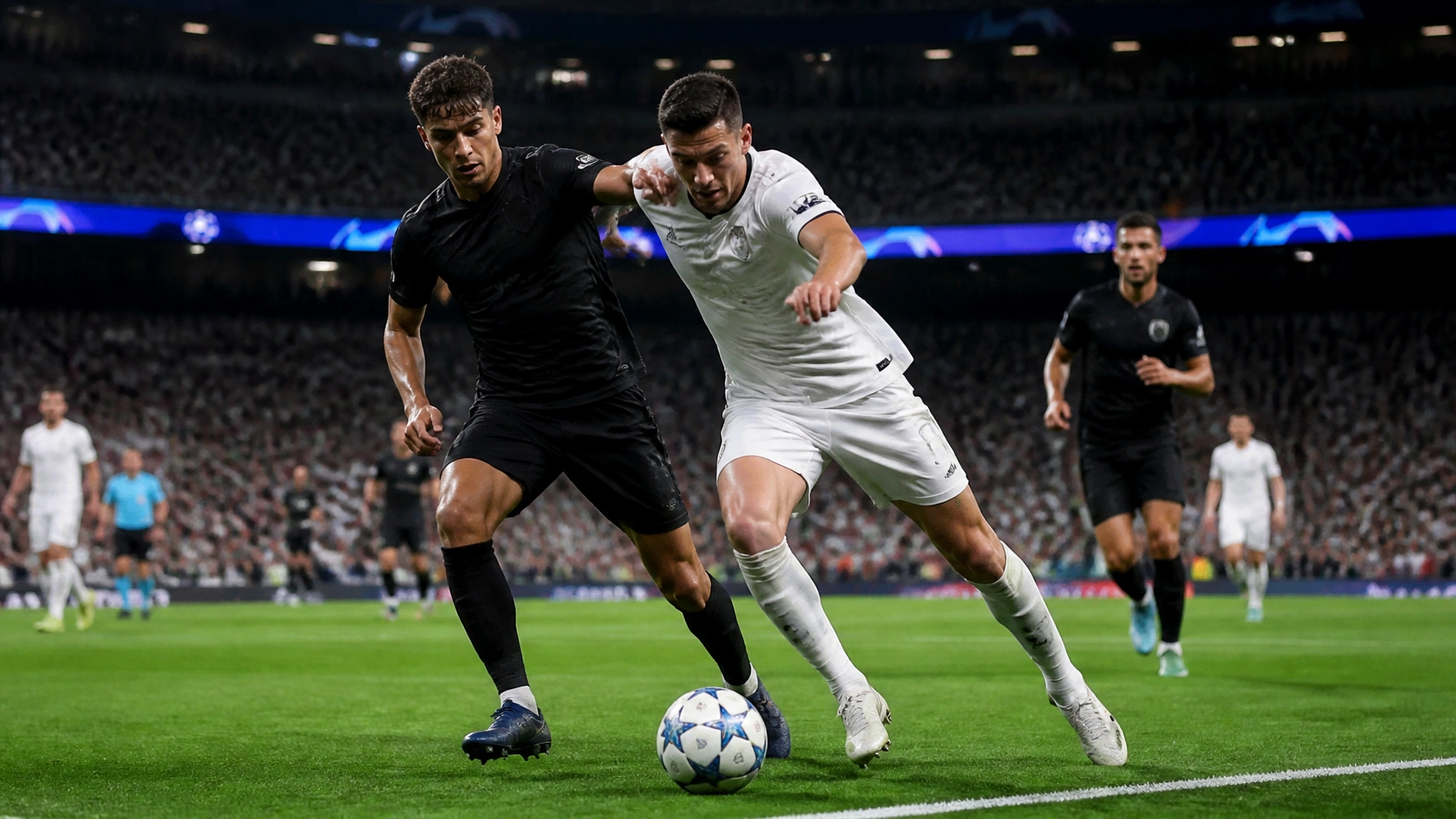 Europäisches Fußball-Playoff unter Flutlicht
