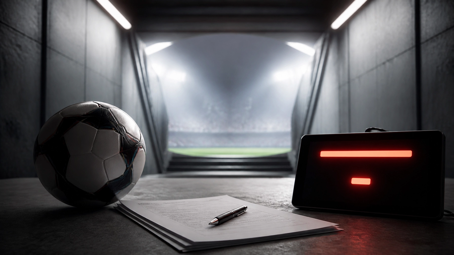Symbolische Transfermarkt-Atmosphäre im Stadiontunnel