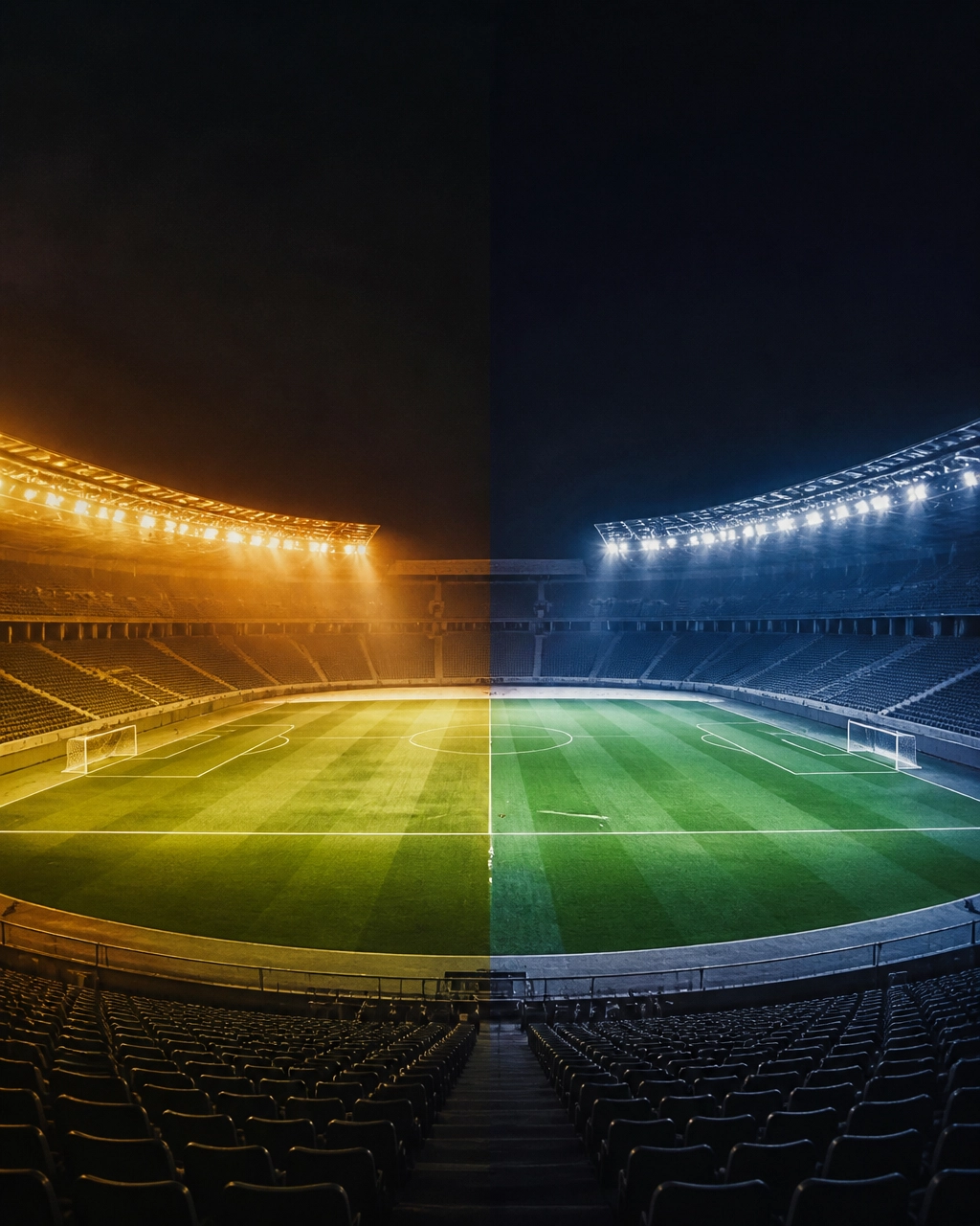 Europäisches Fußballstadion als Symbol für Heim- und Auswärtsspiele