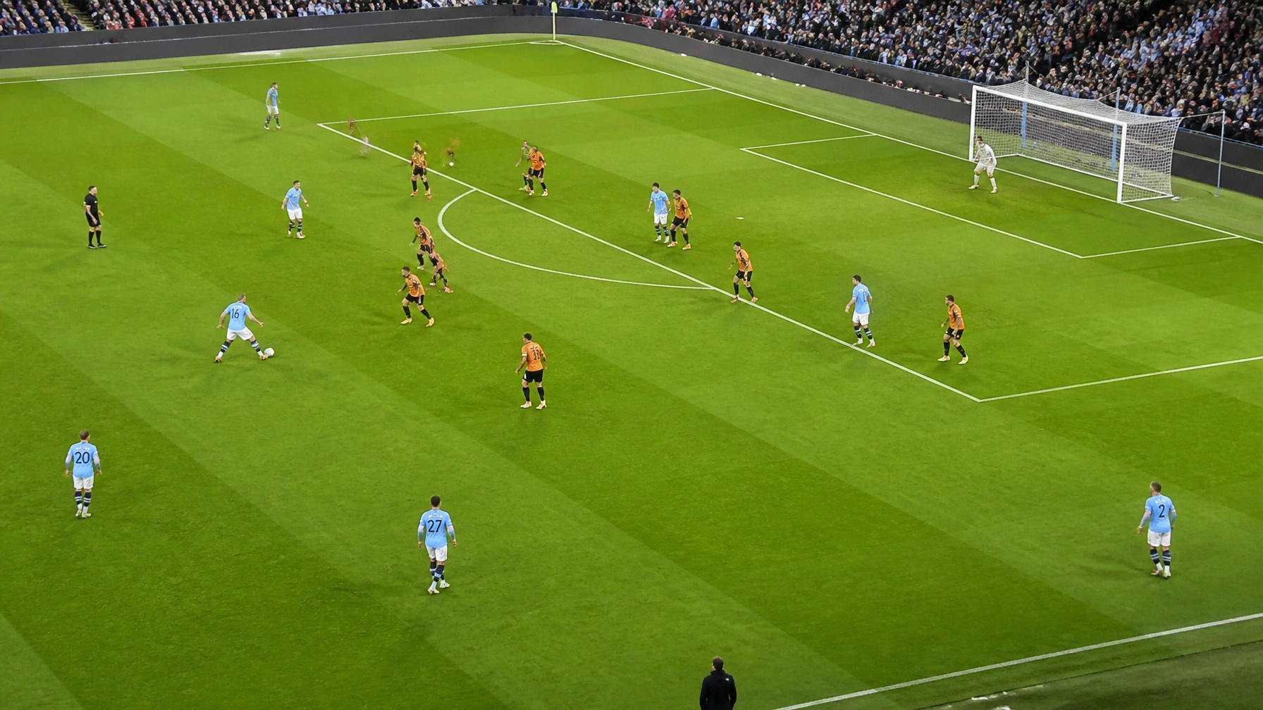 Taktische Spielsituation mit City im Ballbesitz gegen Bournemouth