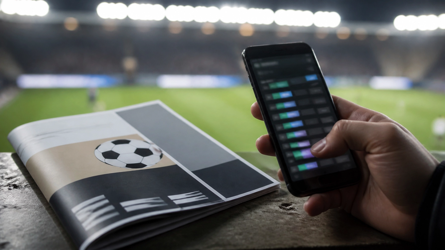 Neutrale Darstellung eines Quotenmarktes vor einem Flutlichtspiel