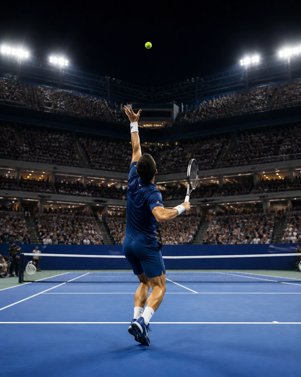 Nächtlicher Hartplatz in New York vor dem Auftakt des US Open 2026