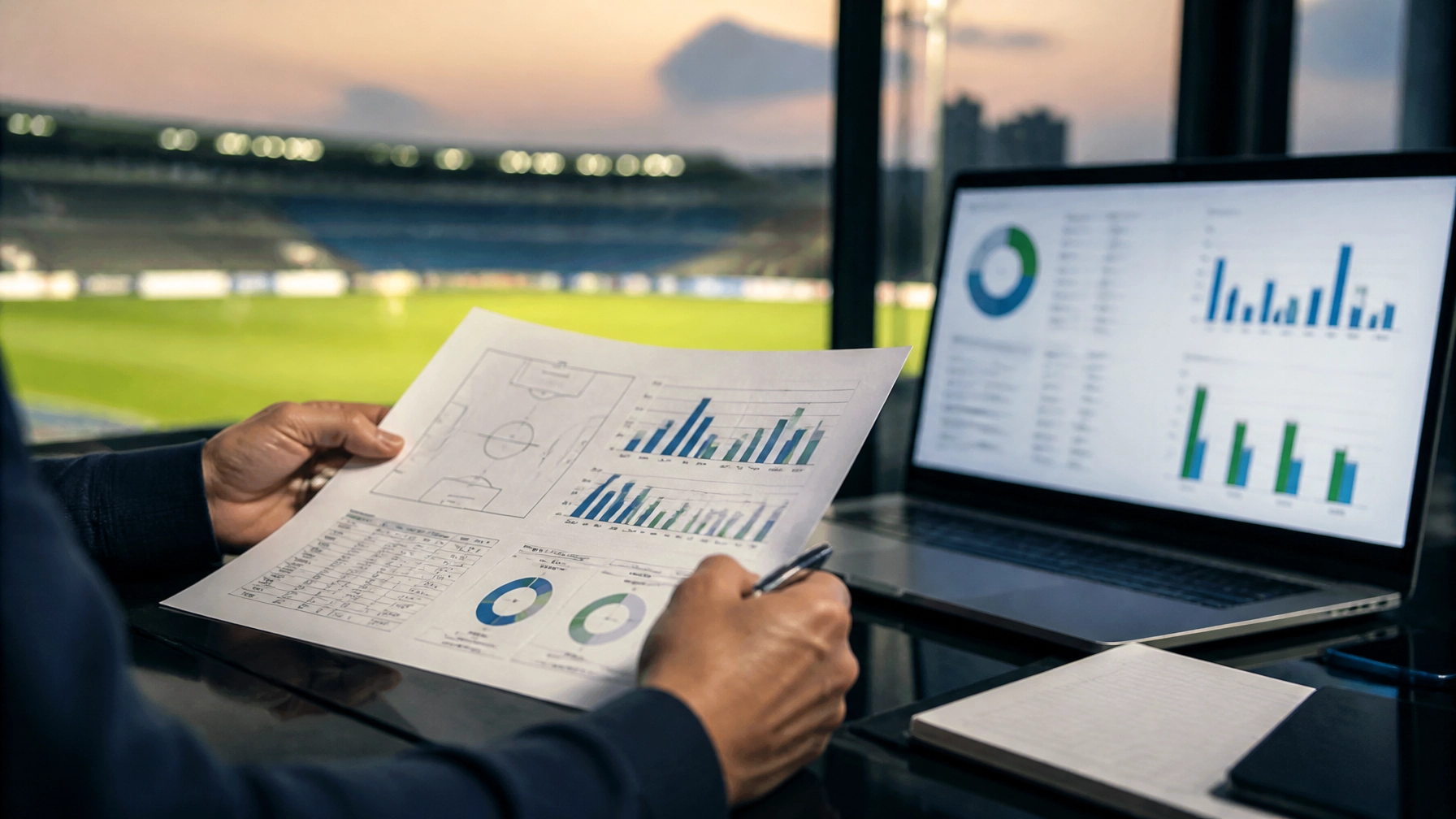 Fußball-Statistik und Matchanalyse in einer redaktionellen Arbeitsumgebung