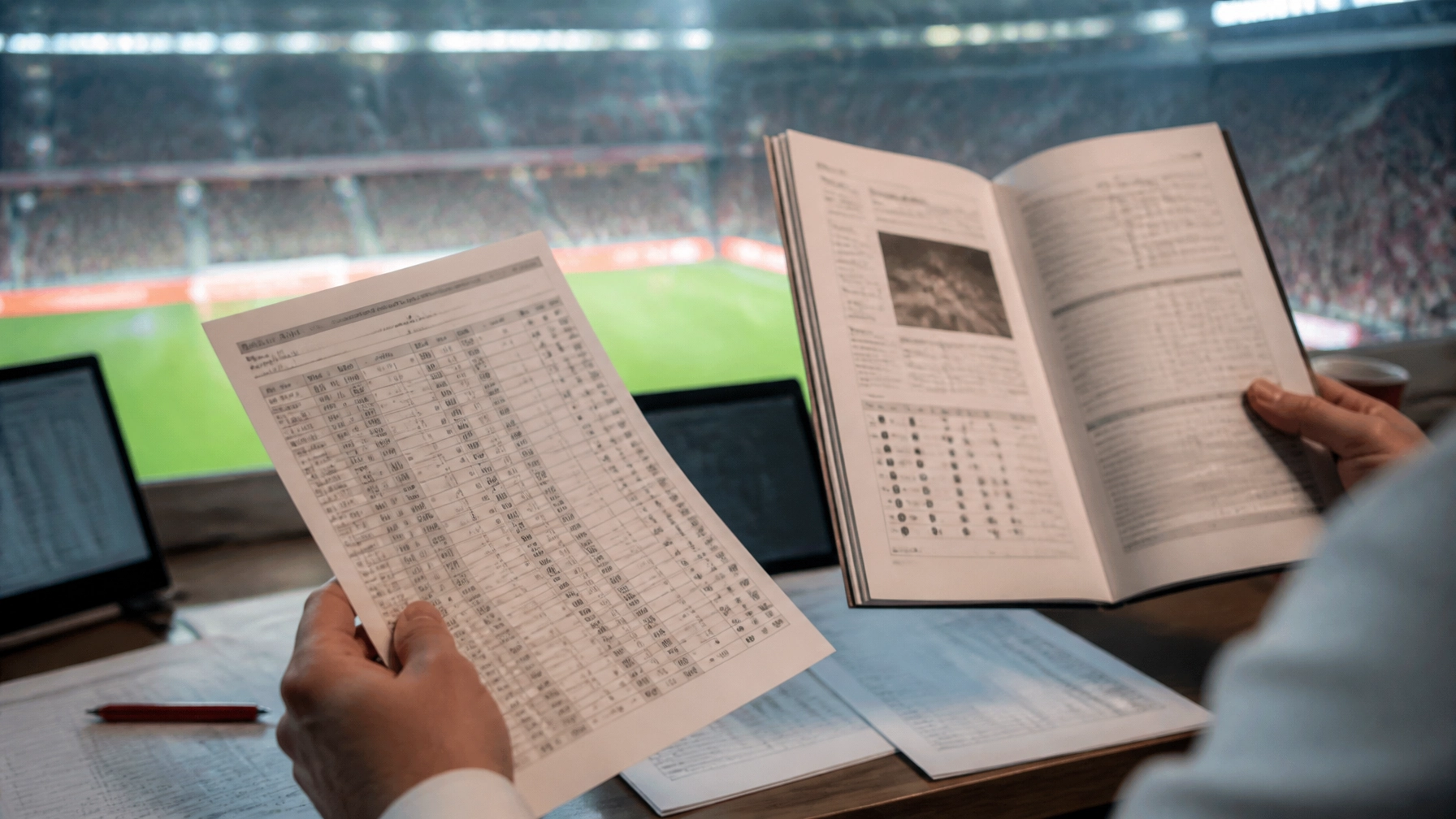 Professionelle Analyse eines neutralen Fußball-Wettmarkts im Stadionumfeld