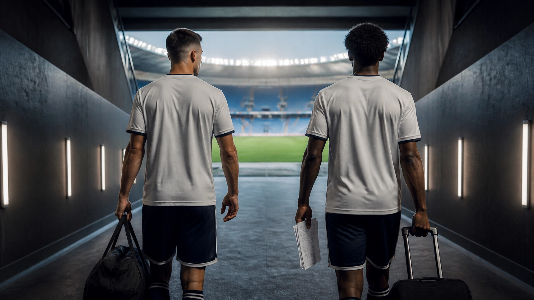 Fußballer im Stadiontunnel als Symbolbild für einen Wechsel innerhalb der Bundesliga