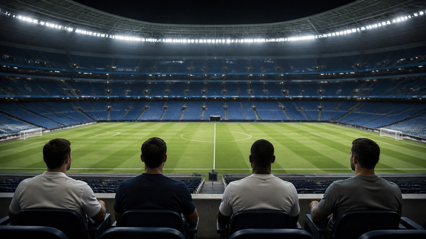 Europäische Fußballatmosphäre in einem modernen Stadion vor dem Champions-League-Start
