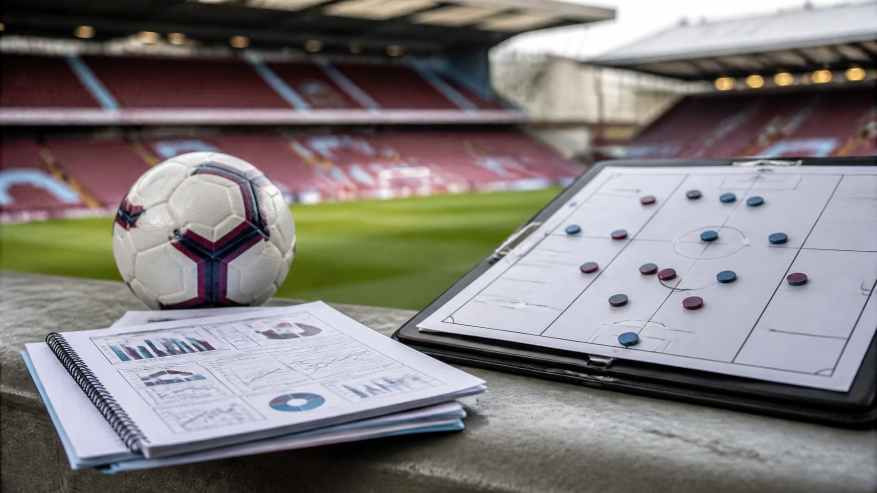 Fußball und taktische Analyse am Spielfeldrand vor Brighton gegen Aston Villa