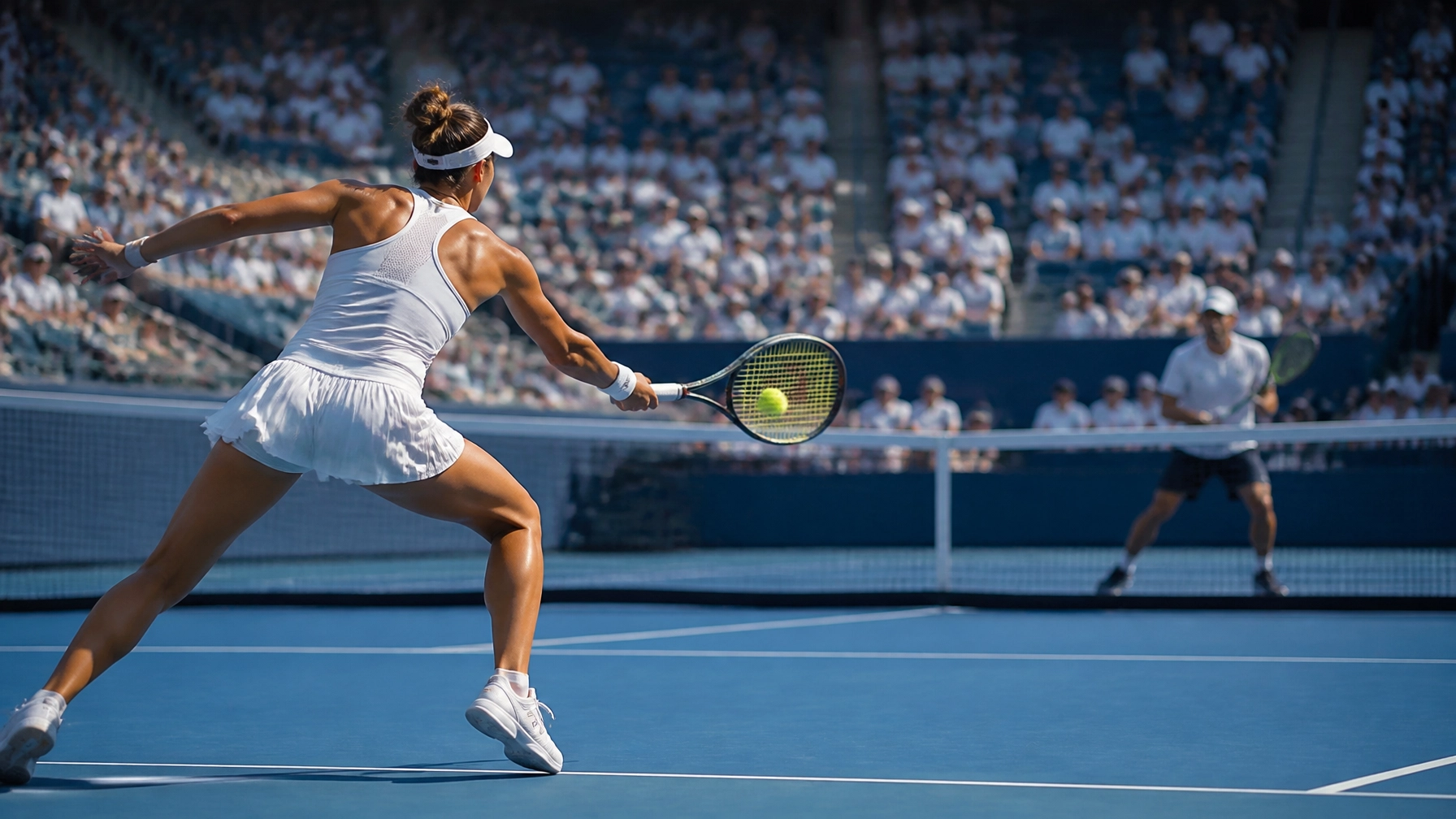 Fotorealistischer blauer Hartplatz im Grandstand-Stadion des Cincinnati Open