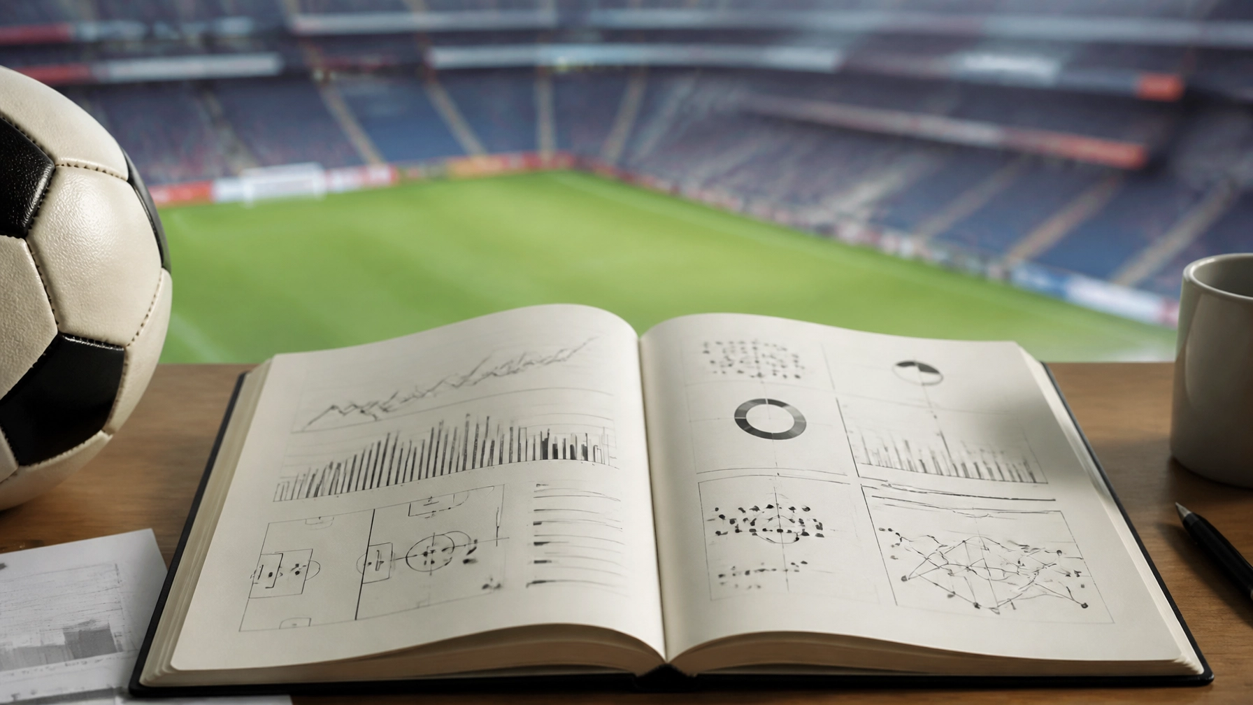 Fußballanalyse mit neutralen Statistiken vor einer Stadionkulisse