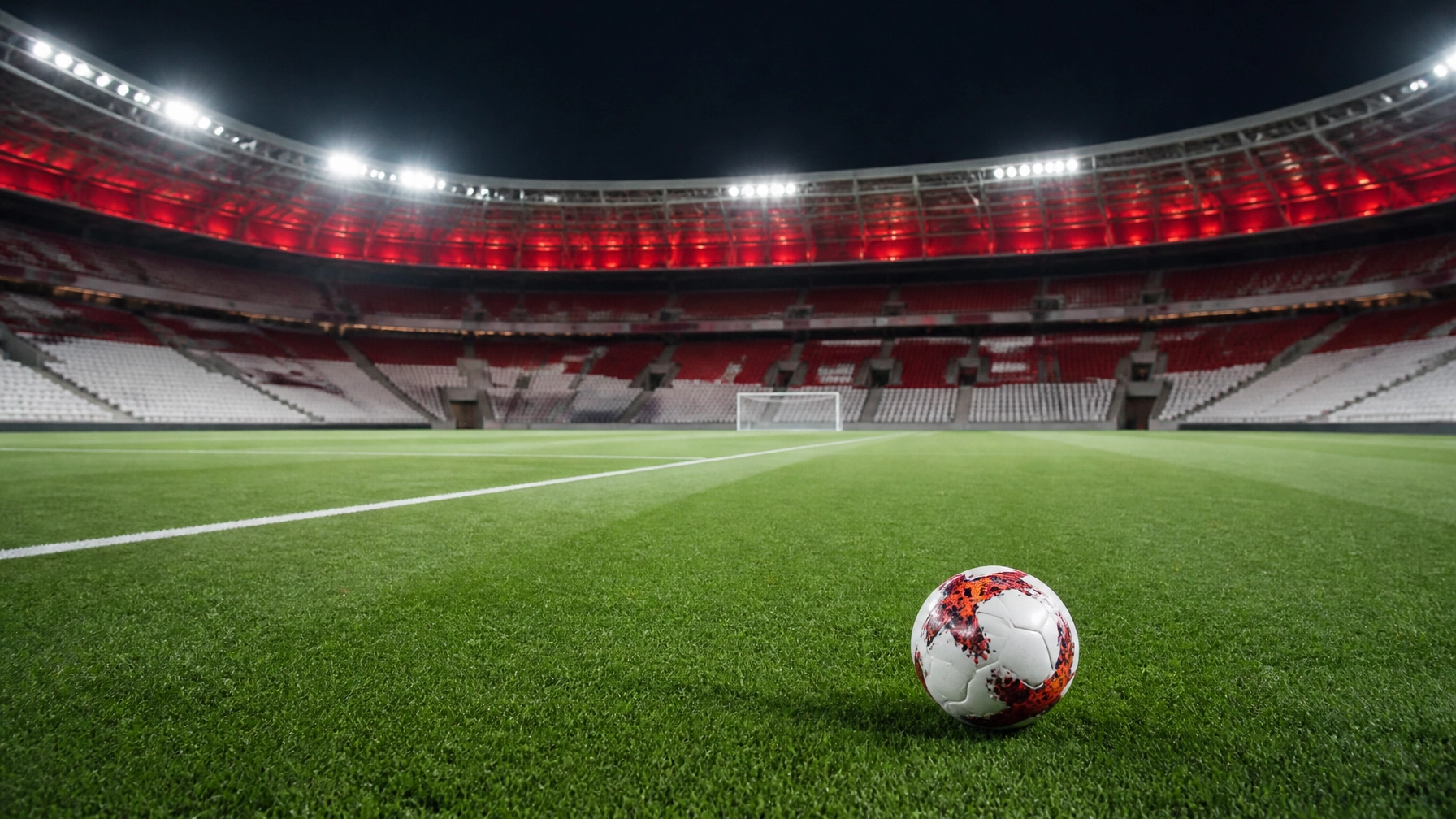 Fußballstadion mit roter und weißer Spieltagsatmosphäre vor RB Salzburg gegen Rapid Wien
