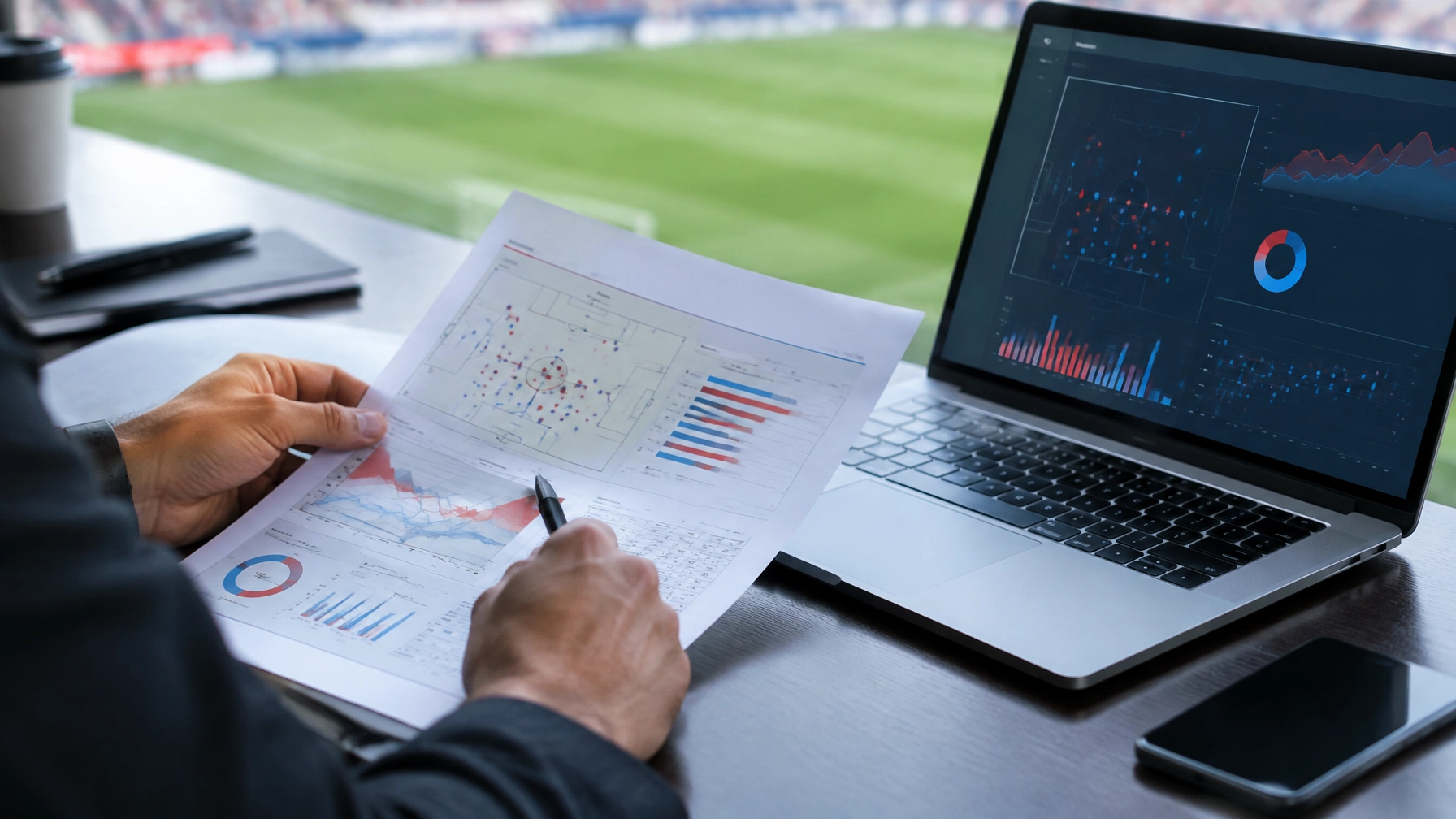 Analyst betrachtet Statistiken vor dem Manchester Derby