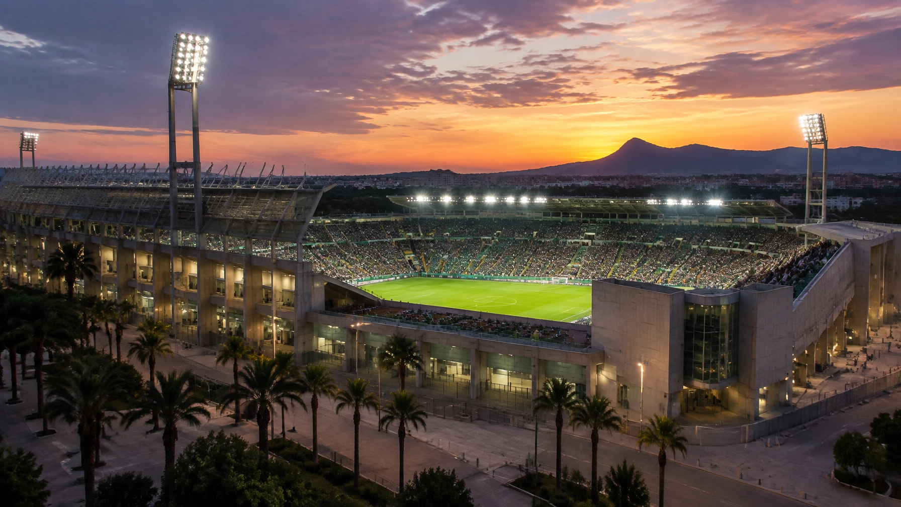 Flutlicht und Stadionansicht im Estadio Manuel Martínez Valero vor dem La-Liga-Spiel
