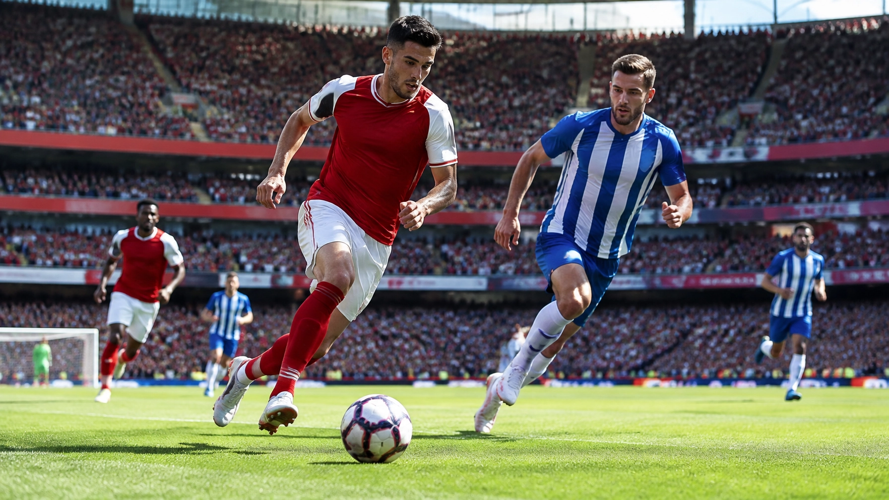 Fotorealistisches englisches Stadion für die Premier-League-Vorschau