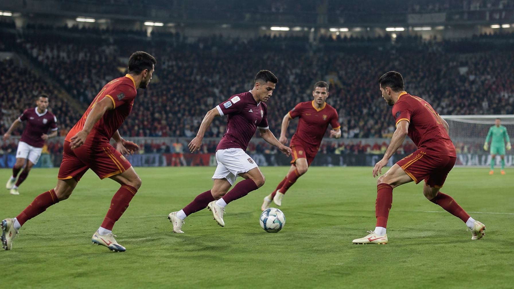 Spielszene im Stil einer Serie-A-Analyse zwischen Torino und AS Rom