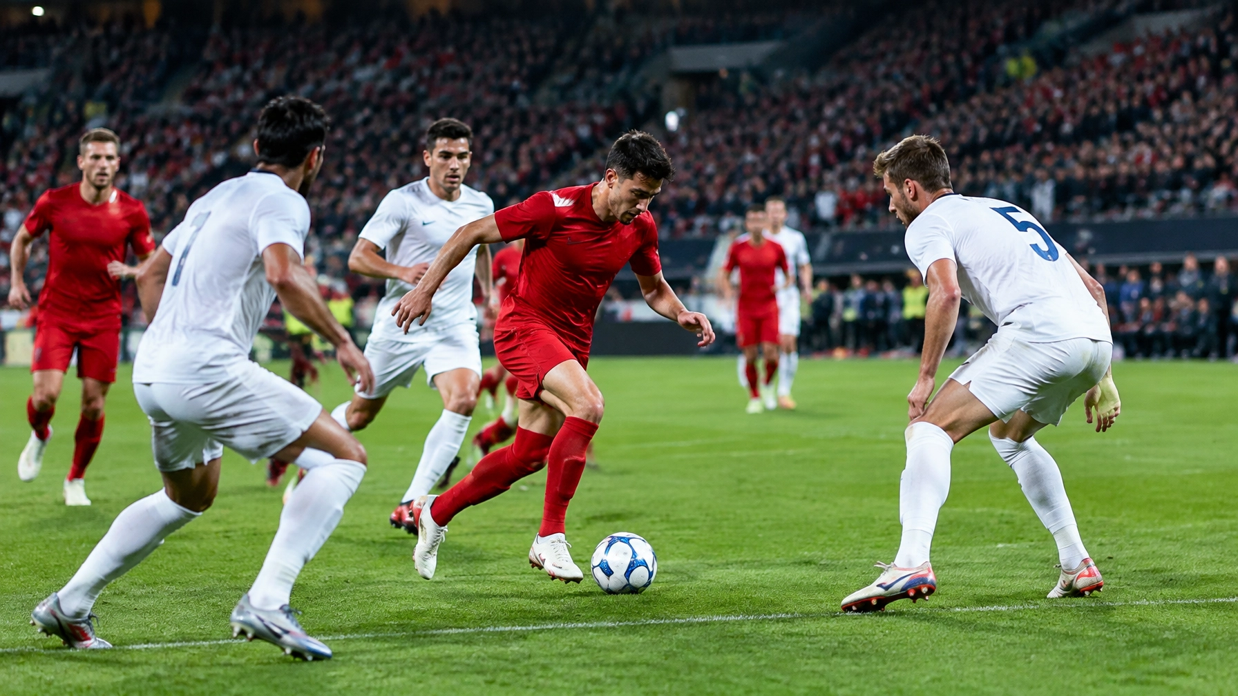 Bayern-Angriff gegen kompakte Union-Defensive im Flutlicht