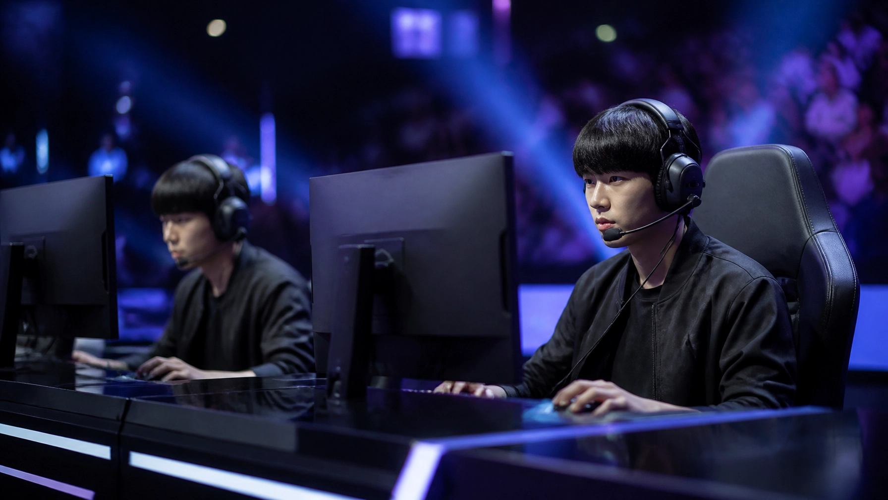 Professionelle League-of-Legends-Playoffs in einer beleuchteten Arena