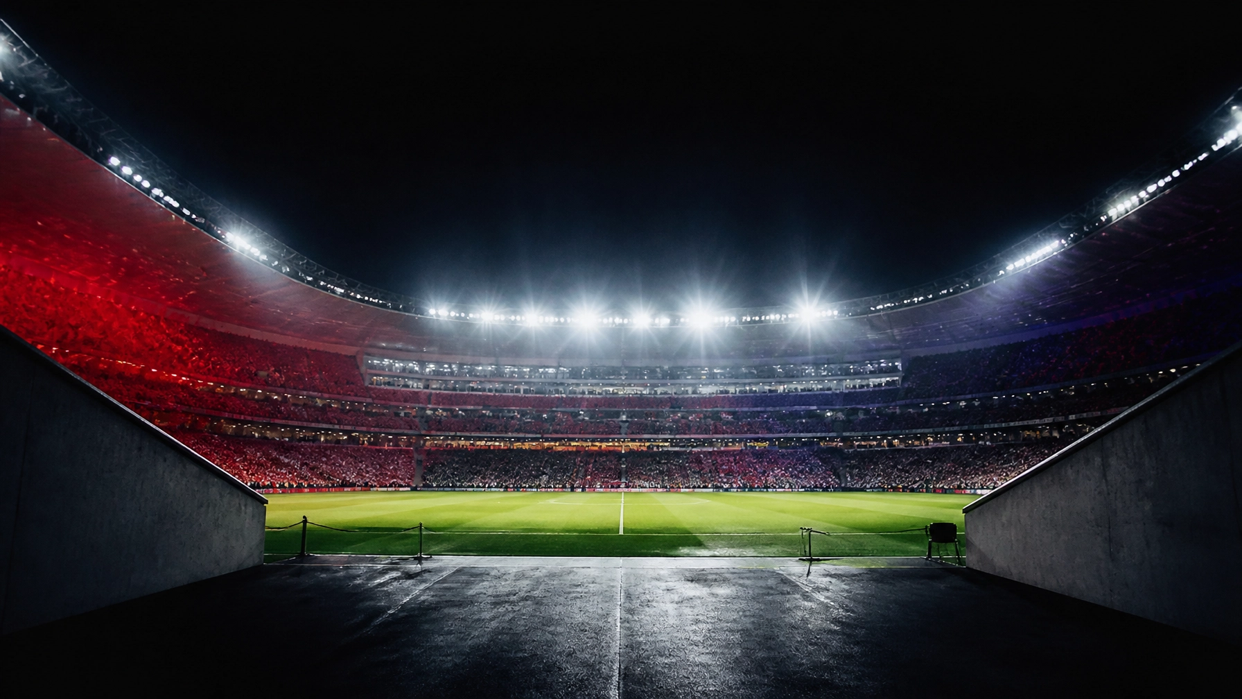 Fußballstadion unter Flutlicht als Symbolbild für Stuttgart gegen Viking