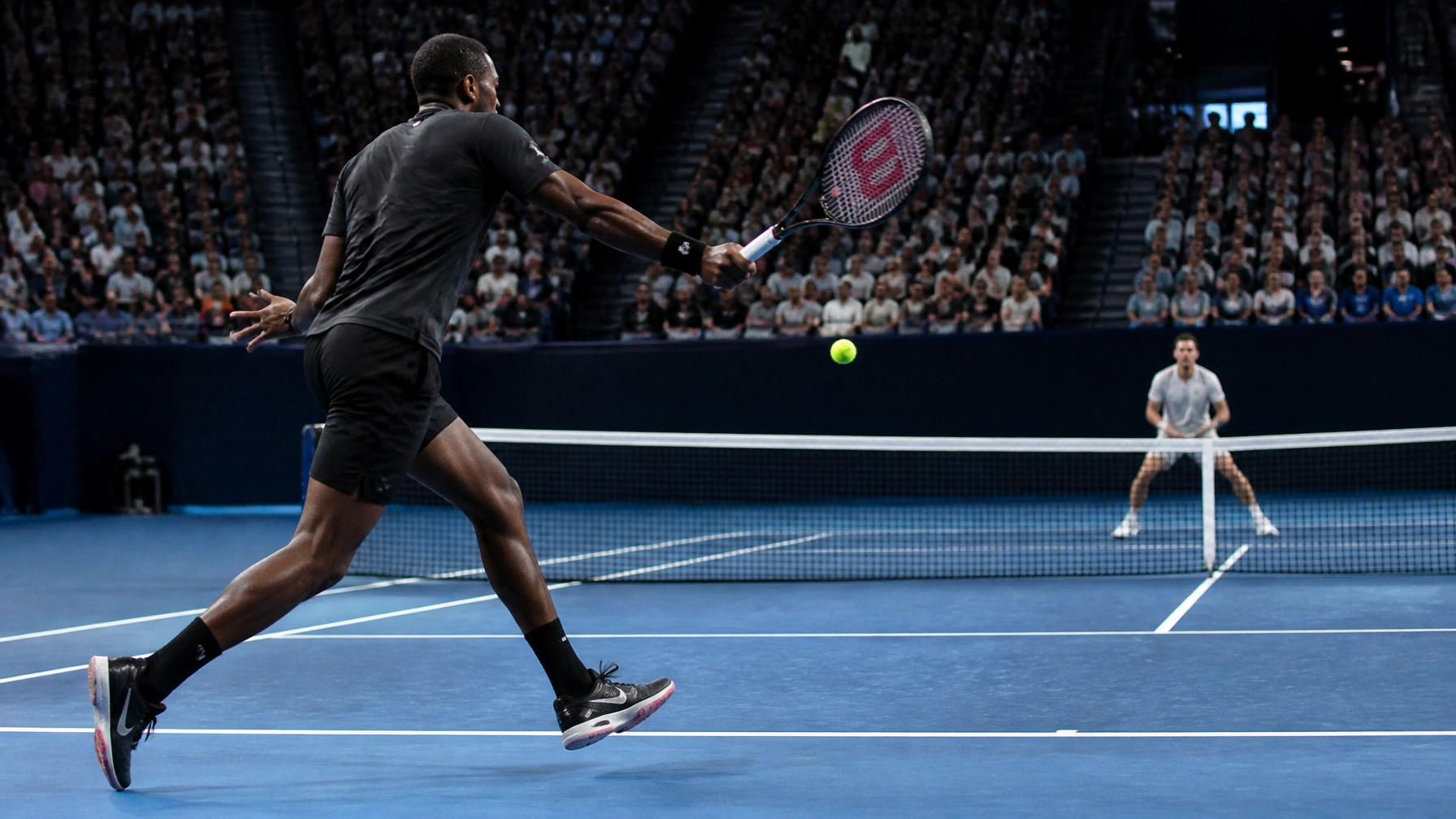 Alexander Zverev und Quentin Halys in einer atmosphärischen Grand-Slam-Szene