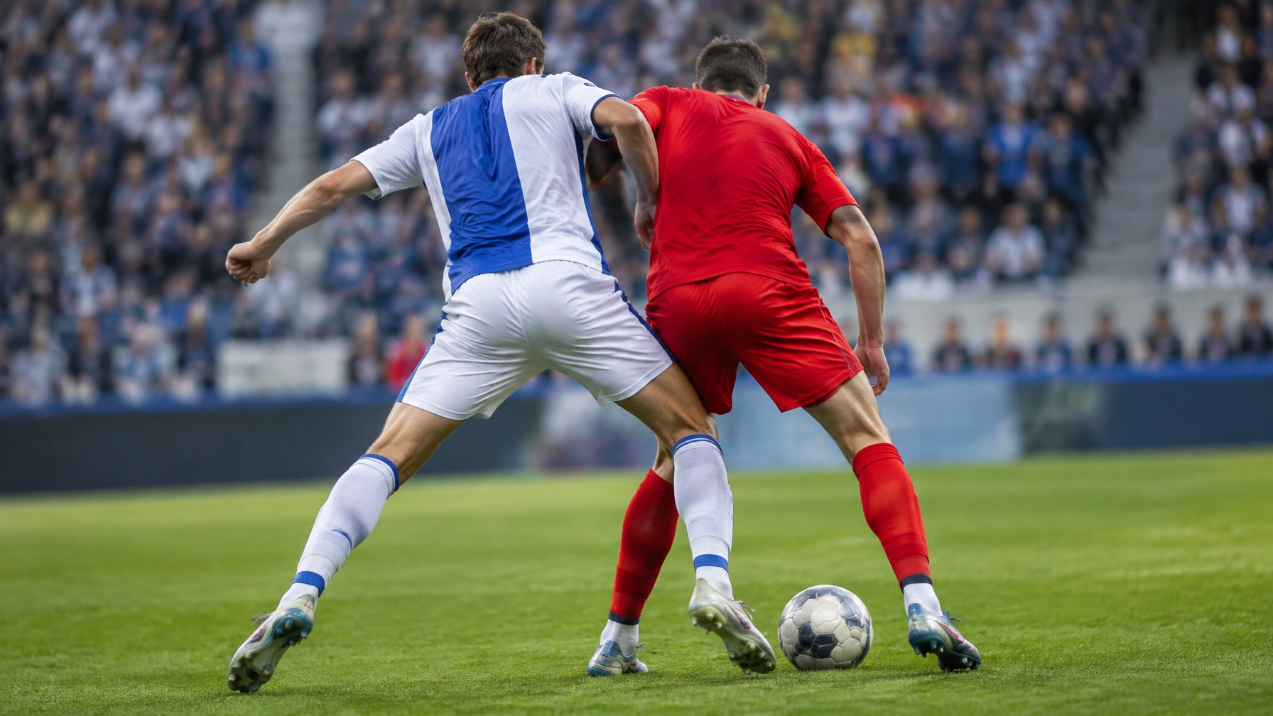 Zweikampf im Mittelfeld zwischen einem Leipziger und einem Hamburger Spieler