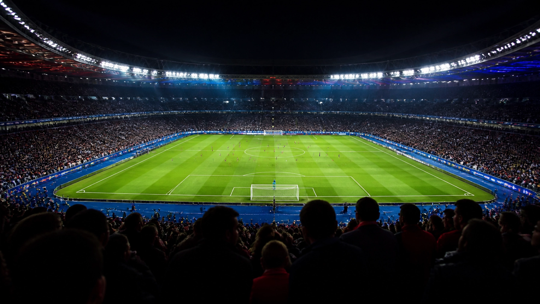 Nachtaufnahme eines europäischen Fußballstadions für Neapel gegen Arsenal